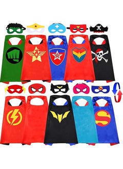 L&E Superhero Capes and Masks for Kids Halloween Cosplay Double Side Capes Superhero Toy Kids Best Gifts for Kids Boys Girls 3-12 Years  - Image 1