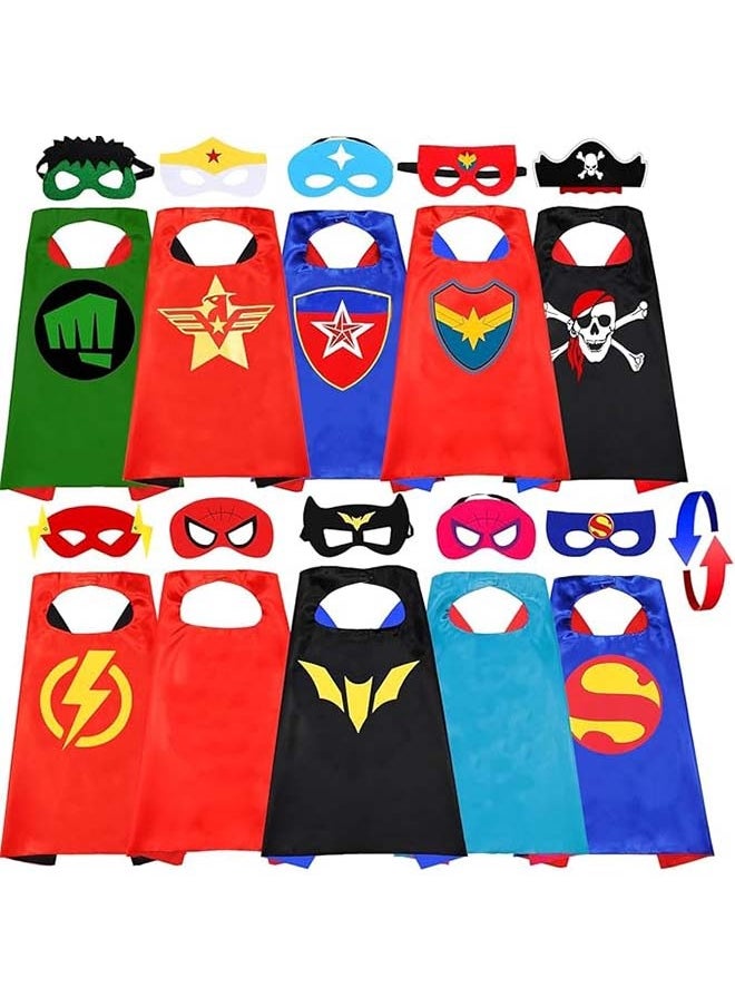 L&E Superhero Capes and Masks for Kids Halloween Cosplay Double Side Capes Superhero Toy Kids Best Gifts for Kids Boys Girls 3-12 Years  - Image 1