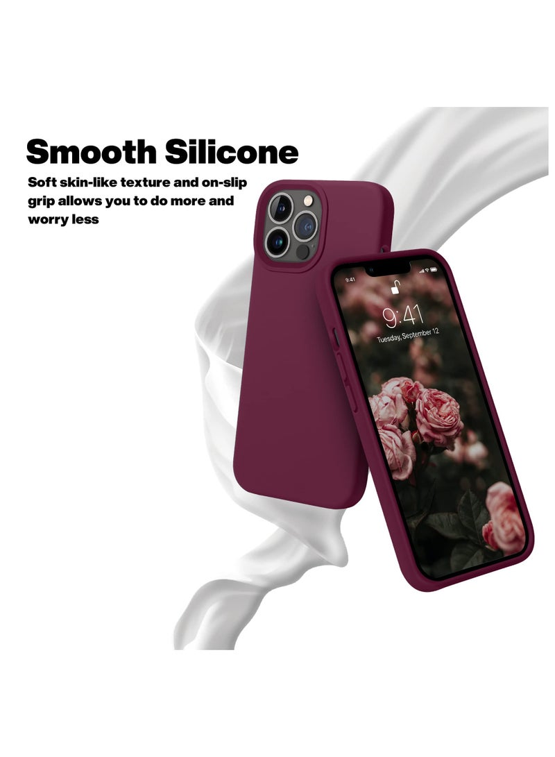 Compatible with iPhone 14 Pro Max 6.7 Inch Slim Liquid Silicone 4 Layers Soft Gel Rubber Shockproof Protective Phone Case with Anti Scratch Microfiber Lining (Wine Red) - Image 5