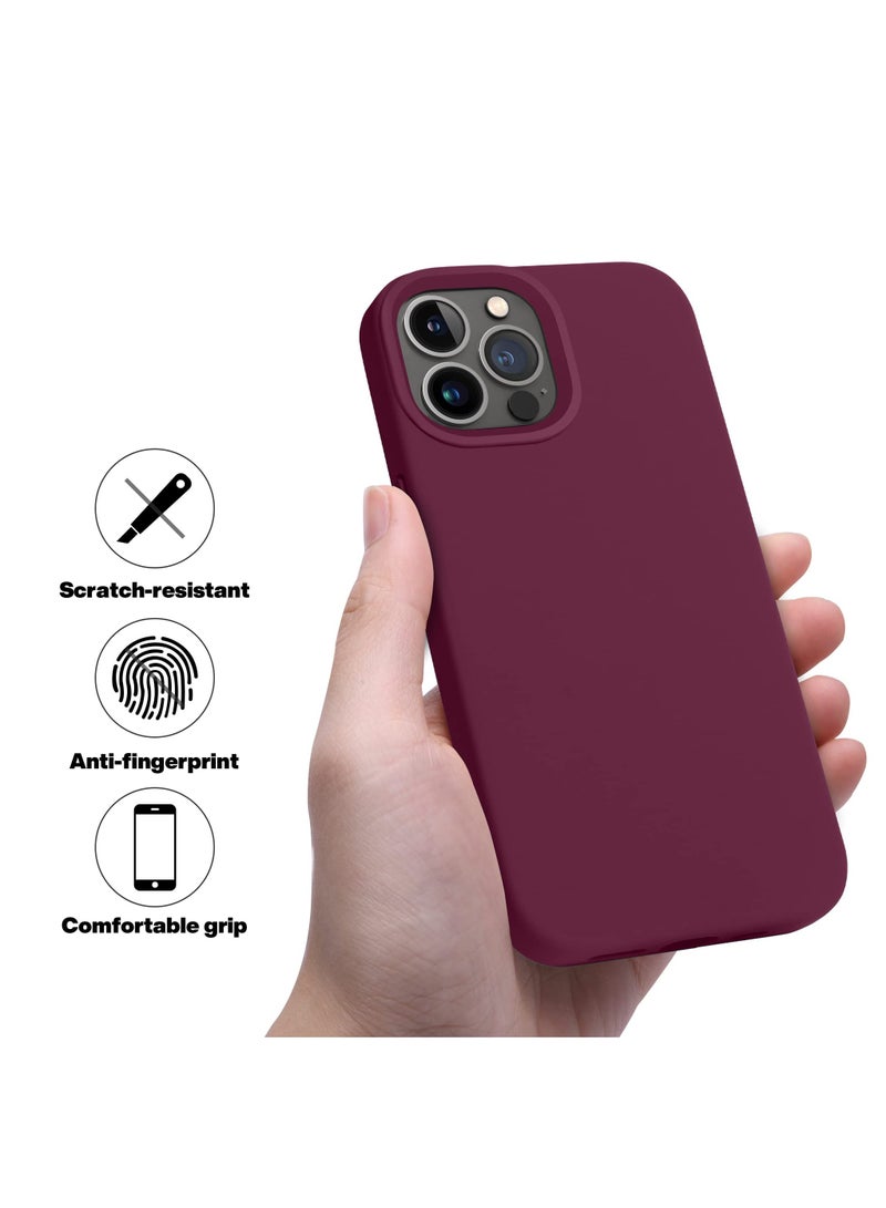 Compatible with iPhone 14 Pro Max 6.7 Inch Slim Liquid Silicone 4 Layers Soft Gel Rubber Shockproof Protective Phone Case with Anti Scratch Microfiber Lining (Wine Red) - Image 3
