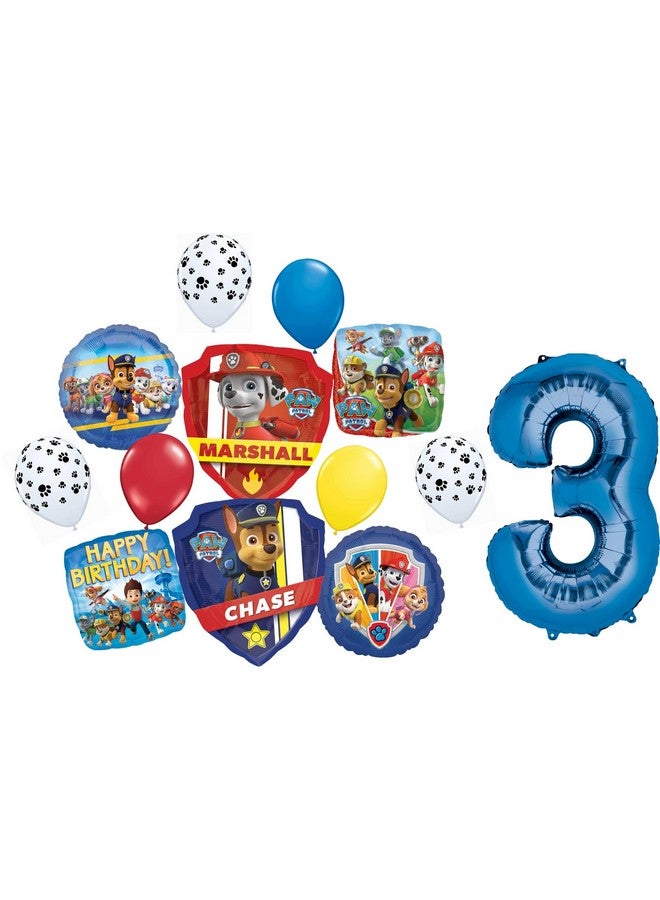 Anagram Paw Pups on Patrol Chase and Marshall 3rd Birthday Party Supplies Police and Fire Rescue Badge Balloon Bouquet Decorations - Image 1