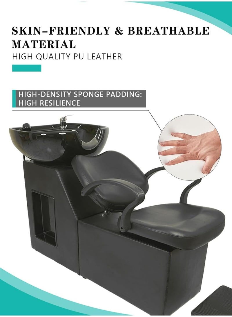Meishida Adjustable Ceramic Shampoo Chair Set with Comfortable Cushion Waterproof And Non-Slip for Salon Use  - Image 2