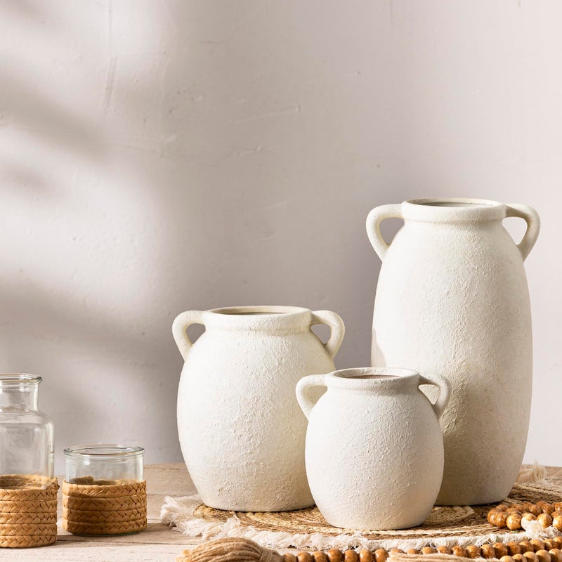 Dobbyby Ceramic Flower Vase 12 inch Farmhouse Rustic Vase Decorative Pottery Terracotta Tall Vases for Home Decor Table Mantle Fireplace Living Room Bathroom Wedding Centerpiece(Large-White) - Image 5