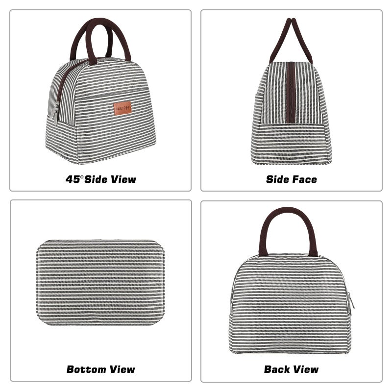 BALORAY Lunch Bag for Women Men Insulated Lunch Box for Adult Reusable Lunch Tote Bag for Work, Picnic or Travel(Black White Stripes) - Image 5