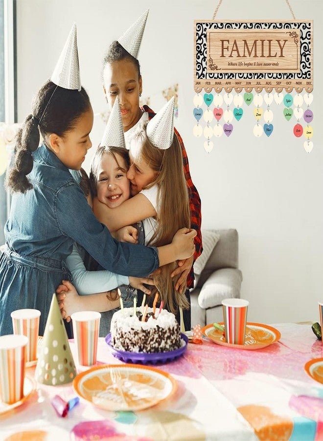 KAIRNE KAlRNE Family Birthday Reminder Board,Birthday Calendar Hanging Wooden Plaques,Rustic Calendar with 100 Tags,Hollow-Out Design Farmhouse Reminder Wood Board,Gifts for Mom Nana Parents Grandparents - Image 5