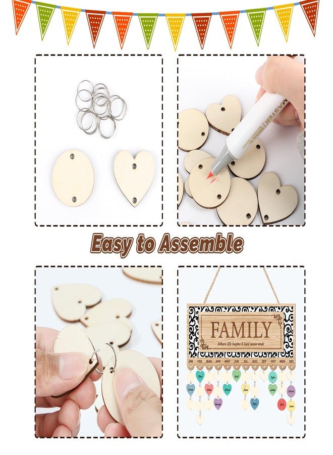 KAIRNE KAlRNE Family Birthday Reminder Board,Birthday Calendar Hanging Wooden Plaques,Rustic Calendar with 100 Tags,Hollow-Out Design Farmhouse Reminder Wood Board,Gifts for Mom Nana Parents Grandparents - Image 3
