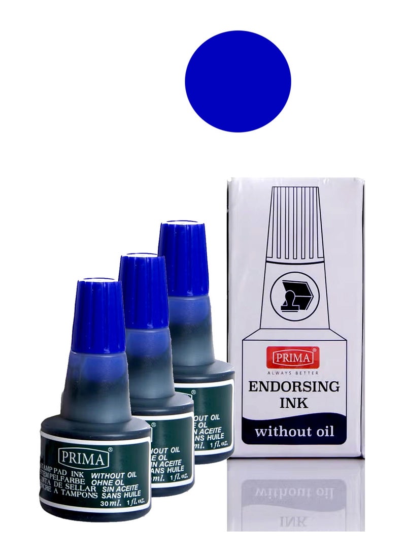 بريما عبوة من 3 وسادات حبر أزرق/30 مل/بدون زيت/حبر ختم - Image 2