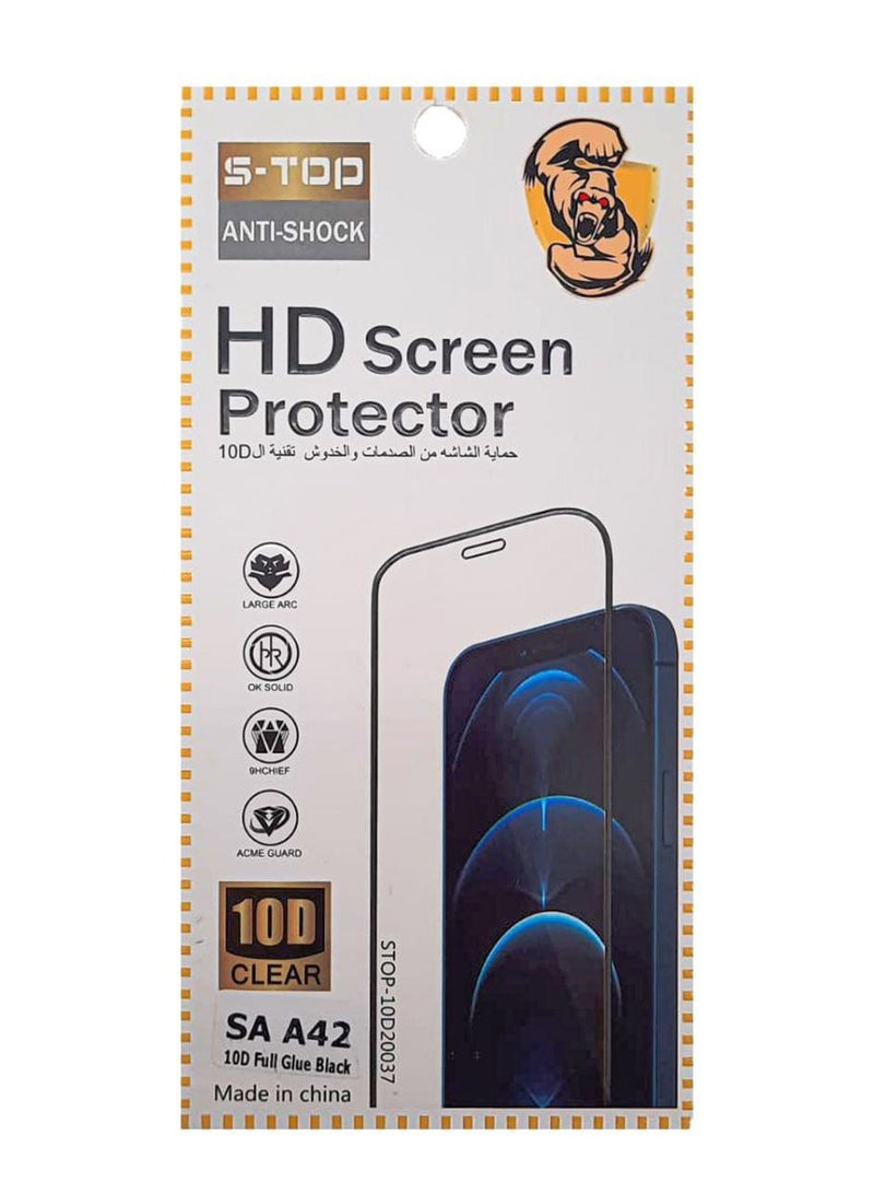 اس-توب لاصقة حماية للشاشة تغطي الهاتف بالكامل لهاتف سامسونج جالاكسي A42 شفاف/ أسود - Image 2