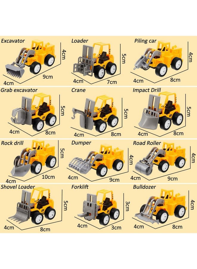 Sosation 36 Pcs Construction Engineering Trucks Small Digger Truck Toys Pull Back Vehicles Mini Excavator Toys Car Set for Kids Birthday Party Favors Boys Girls Gifts Cake Stocking Stuffers - Image 2