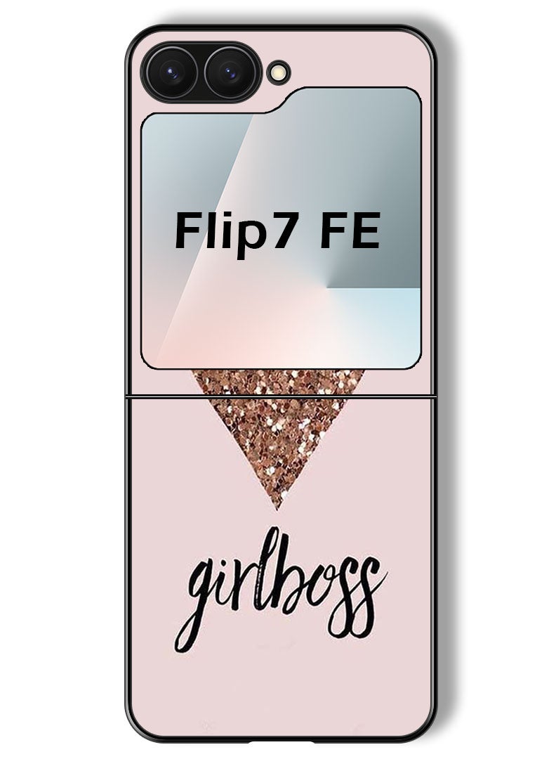 Theodor Case Compatible with Samsung Galaxy Z Flip 7 FE 6.7 Inch Protection Shockproof Bumper Cover Girls Boss & Heart - Image 1