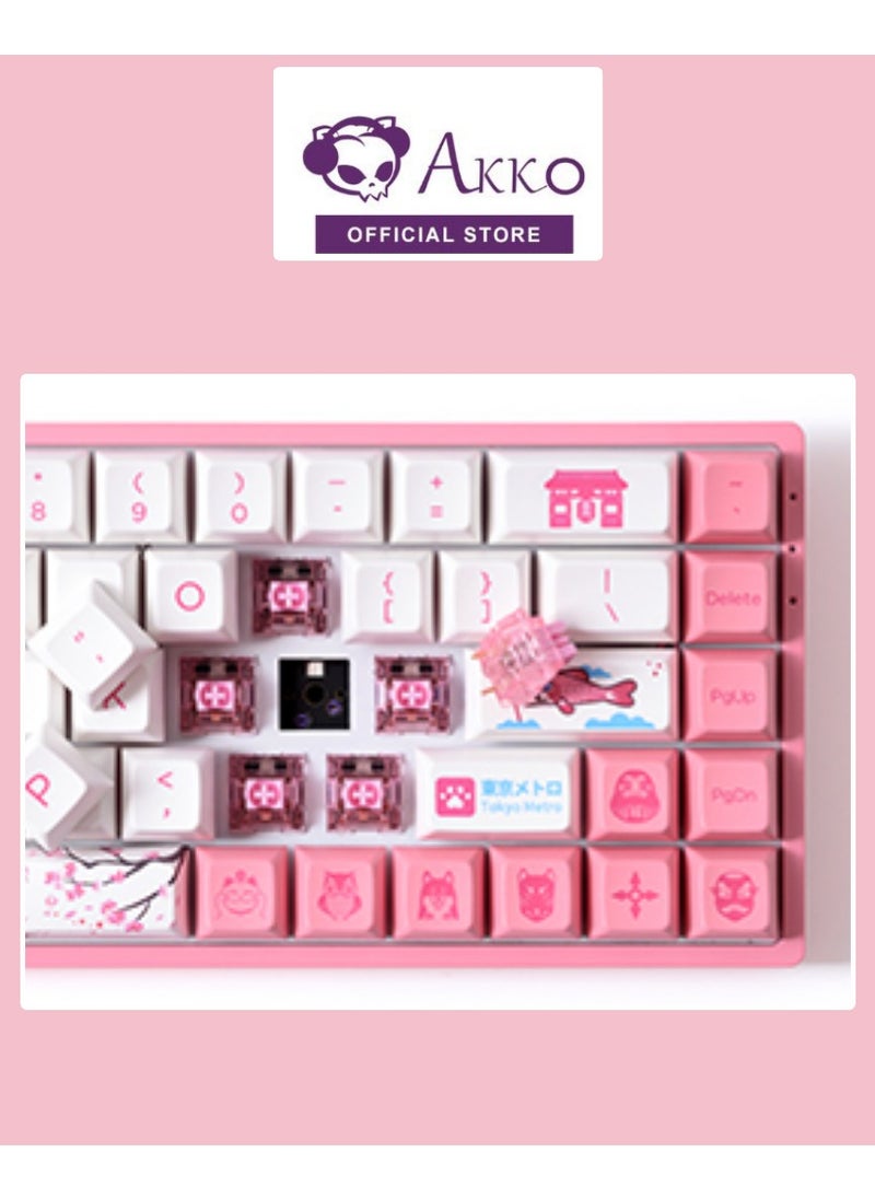 AKKO - AKKO ACR59 59 Key 60% Wired Hotswappable HHKB-Style Mechanical Gaming Keyboard with DoubleShot PBT Keycaps for Win/Mac/Gamer (AKKO CS Jelly Pink Switch, ACR59 World Tour Tokyo) - Image 1