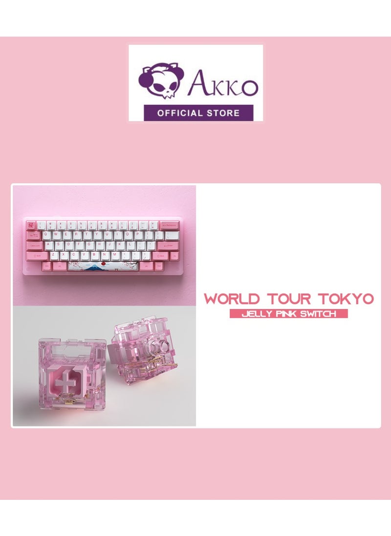 AKKO - AKKO ACR59 59 Key 60% Wired Hotswappable HHKB-Style Mechanical Gaming Keyboard with DoubleShot PBT Keycaps for Win/Mac/Gamer (AKKO CS Jelly Pink Switch, ACR59 World Tour Tokyo) - Image 1