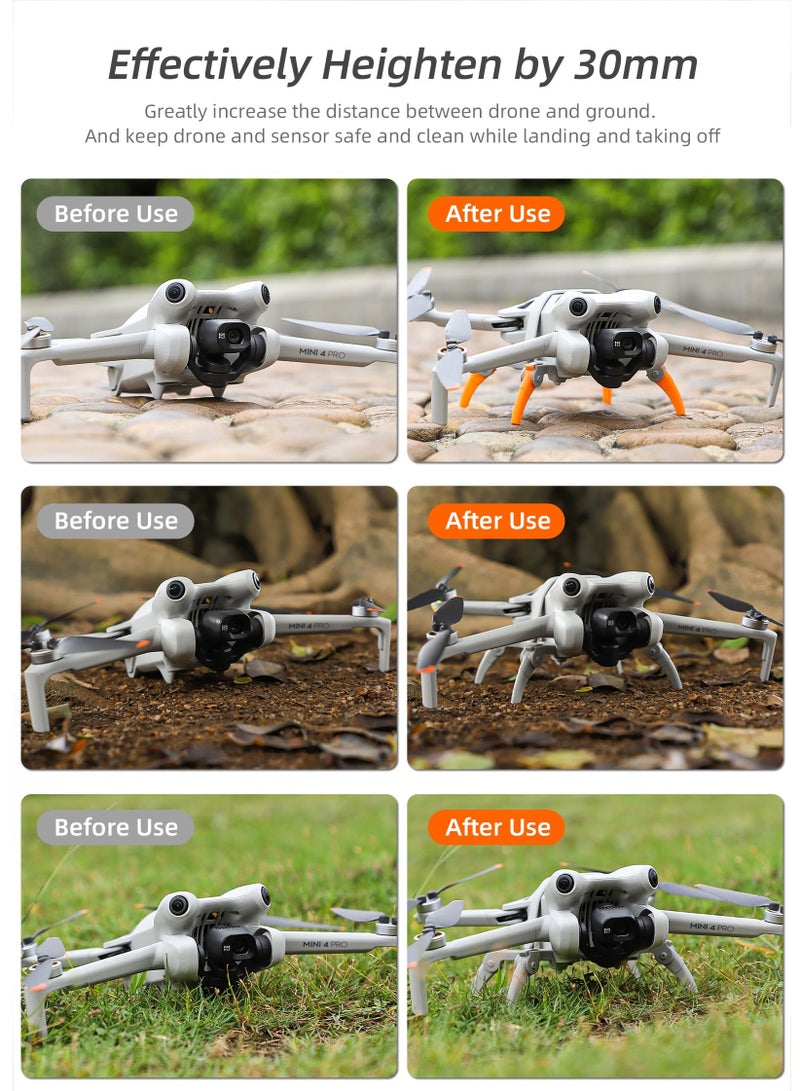 Excefore Landing Gear For DJI Mini 4 Pro Drone, DJI Mini 4 Pro Drone Spider Leg Foldable Extension Kit, DJI Mini 4 Pro Drone Accessories, Orange  - Image 3