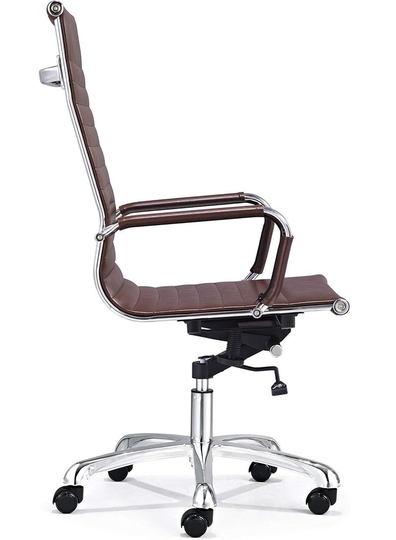 AL WADI FURNITURE Fully Assembled Faux Leather Modern Office Chair, Dark Brown Executive Chair, Leather Swivel Chair, Ergonomic Computer Chair for Adults, Adjustable Office Chair for Bedroom, Office - Image 3