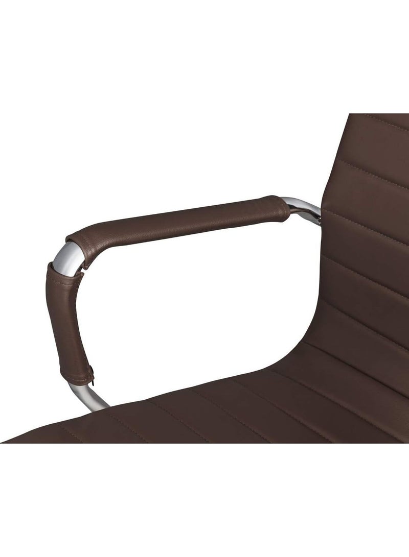 AL WADI FURNITURE Fully Assembled Faux Leather Modern Office Chair, Dark Brown Executive Chair, Leather Swivel Chair, Ergonomic Computer Chair for Adults, Adjustable Office Chair for Bedroom, Office - Image 5