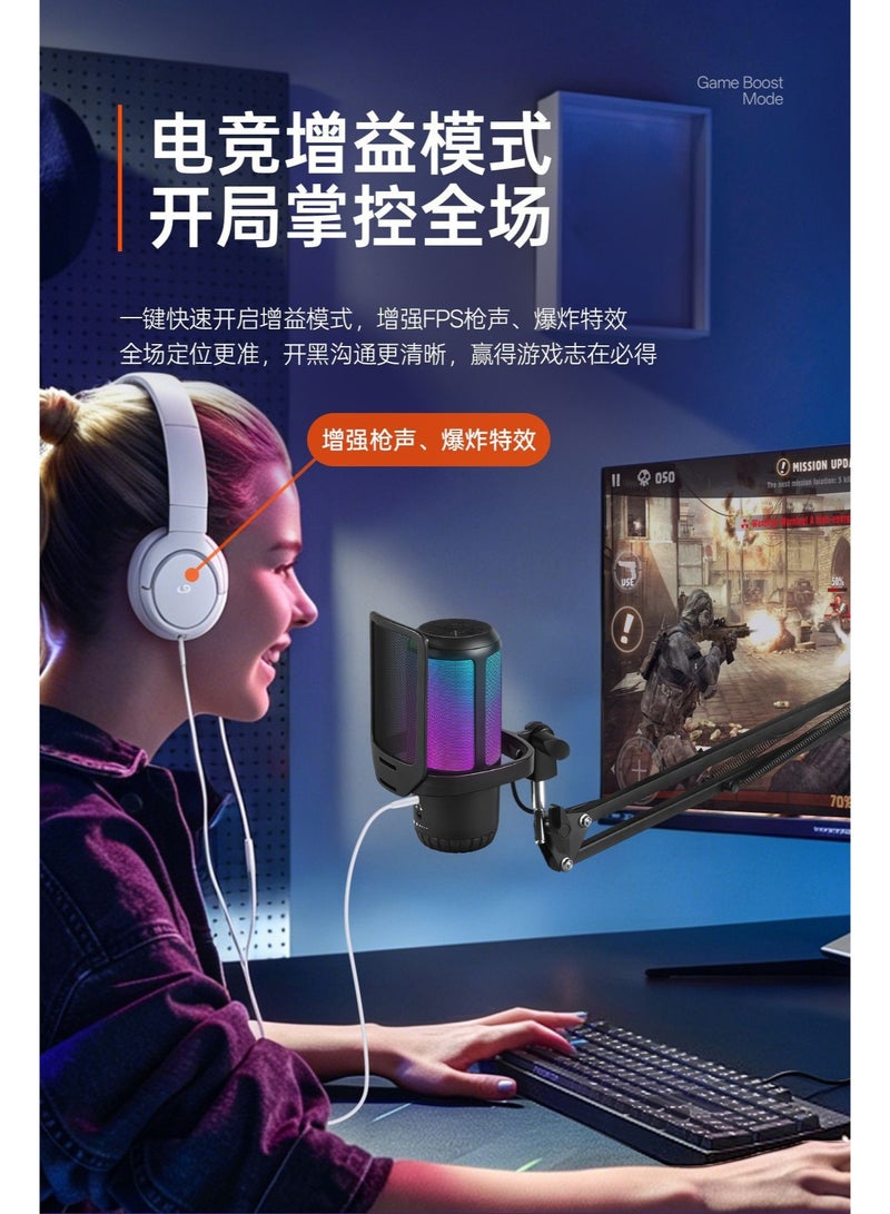 ميكروفون ألعاب مكثف ZFSZ APK005 RGB USB للكمبيوتر، للبث الصوتي والبودكاست وPS5 مع حامل مضاد للصدمات وفلتر بوب - Image 3