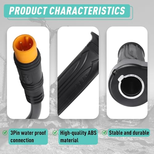 Kamrexi 20X Full Twist Throttle Grip for Ebike 12V-72V Twist Throttle Electric Bike, Mountain Bike Scooter, with Waterproof Connector - Image 4
