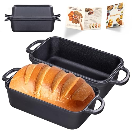 Articasting Cast Iron Loaf Pan with Lid 9×5 Inch, Bread Baking Pans, Even Heat Distribution for Sourdough, Pre-Seasoned Dutch Oven Loaf Pan for Homemade Bread - Image 1