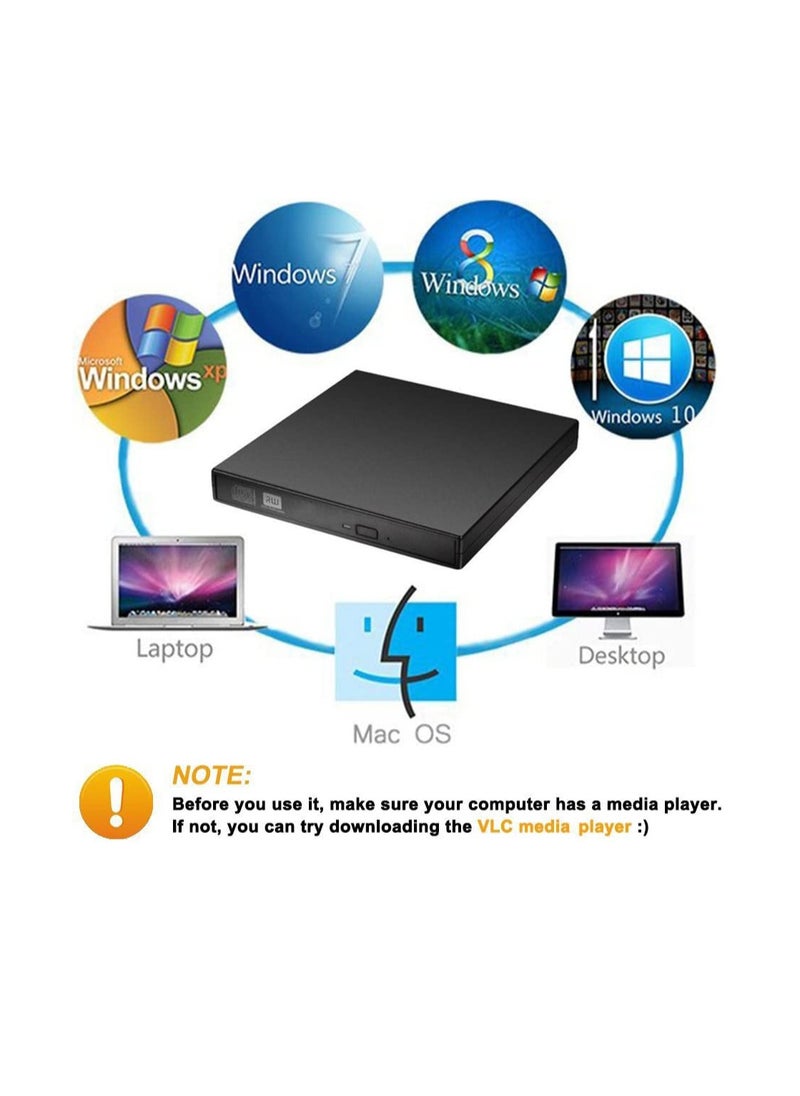 Ntech - NTECH External CD DVD Drive USB 2.0 Slim Portable External CD RW Drive DVD RW Burner Writer Player For Laptop Notebook PC Desktop Computer - Image 1