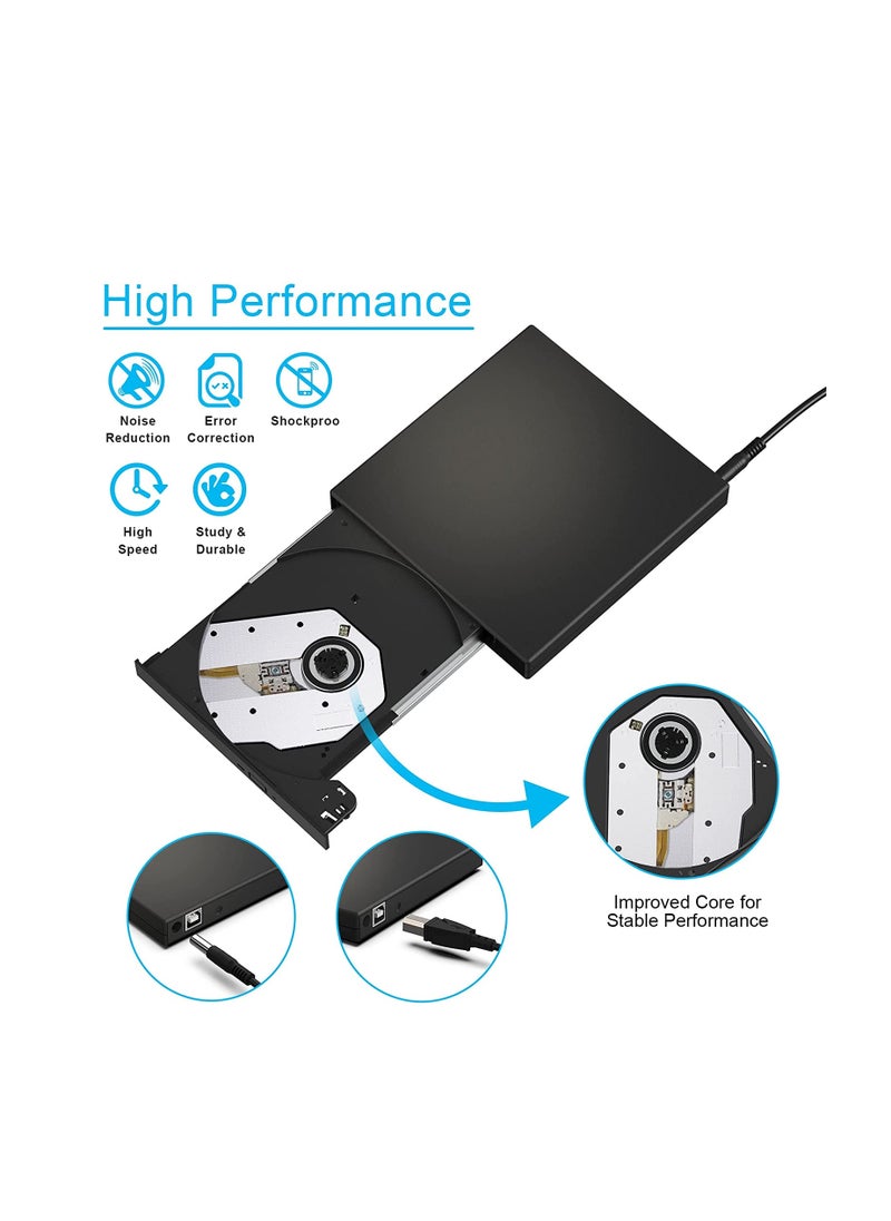 Ntech - NTECH External CD DVD Drive USB 2.0 Slim Portable External CD RW Drive DVD RW Burner Writer Player For Laptop Notebook PC Desktop Computer - Image 1