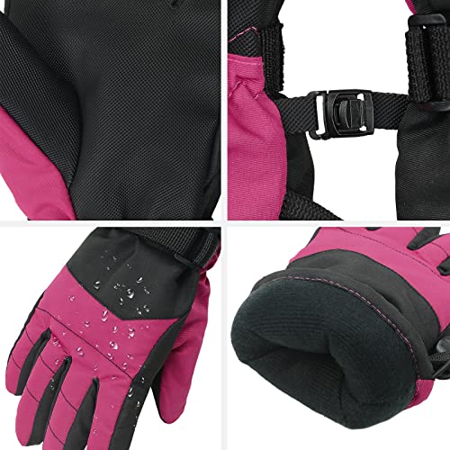 American Trends Kids Gloves for winter Waterproof Boys Snow Ski Gloves Toddler Boys Girls Warm Snow Mittens Black-Grey L - Image 4