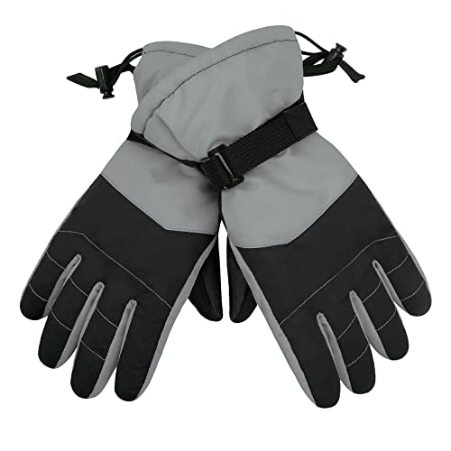 American Trends Kids Gloves for winter Waterproof Boys Snow Ski Gloves Toddler Boys Girls Warm Snow Mittens Black-Grey L - Image 3