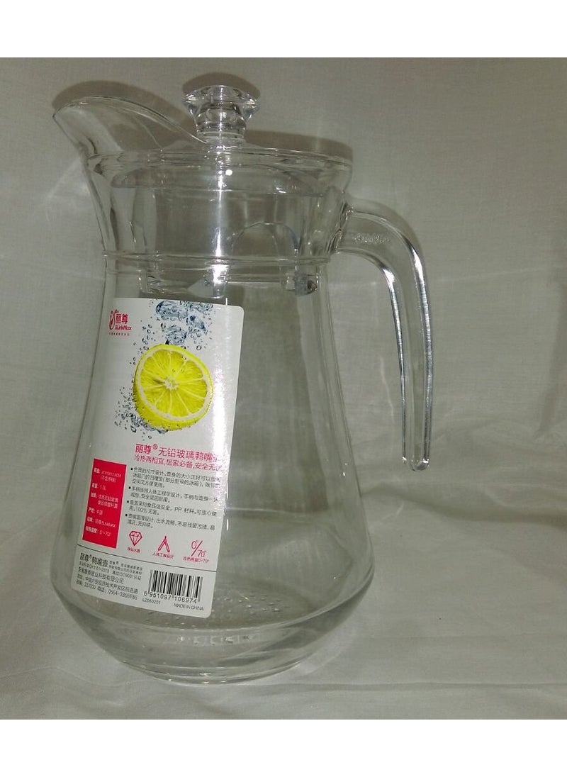Blinkmax BlinkMax Glass Beaked Type Water Jug with plastic Lid 5 Inches x 9 Inches 2 Pieces 