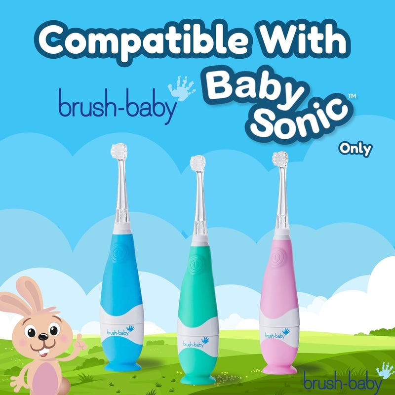 Brush-Baby - Replacement Heads for BabySonic Electric Toothbrush, 18-36 Months - Soft, Gentle Brush Heads for Baby Teeth & Gums - Toddler Toothbrush Head, BPA-Free, Toddler Oral Care - 4 Pack - Image 2