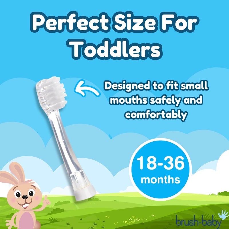 Brush-Baby - Replacement Heads for BabySonic Electric Toothbrush, 18-36 Months - Soft, Gentle Brush Heads for Baby Teeth & Gums - Toddler Toothbrush Head, BPA-Free, Toddler Oral Care - 4 Pack - Image 4