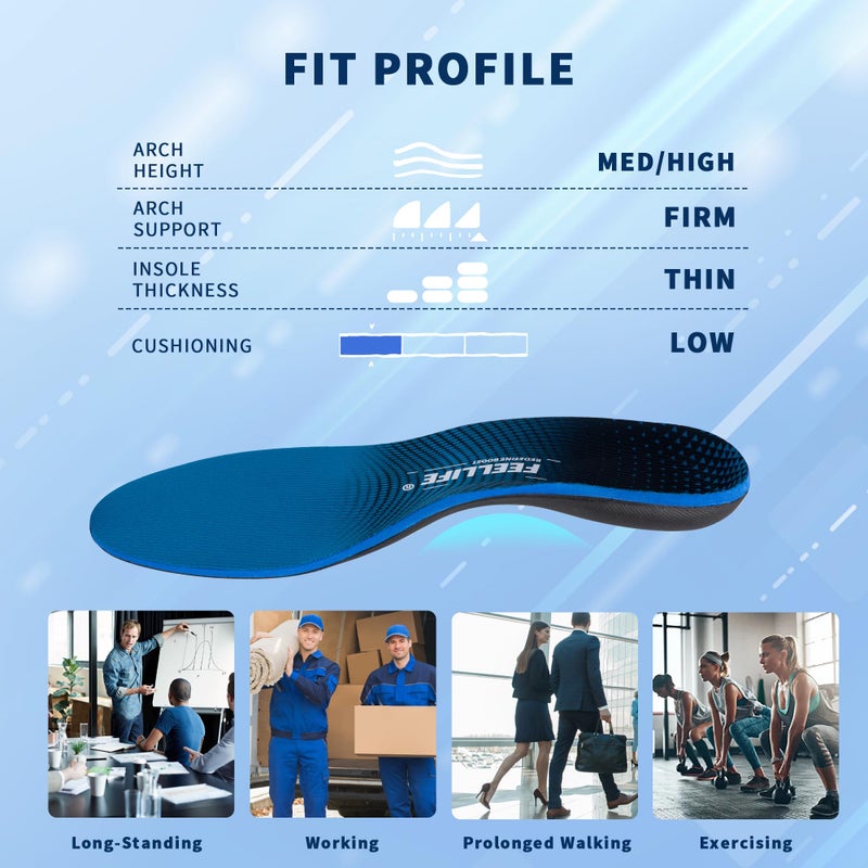 FEELLiFE أحذية فيليلايف لدعم قوس القدم، إدخالات دعم عالية للرجال والنساء، أحذية طبية قوية لتخفيف آلام القدم المسطحة للأحذية الرياضية والأحذية العملية للوقوف طوال اليوم [رجال 9-9.5|نساء 11-11.5] - Image 5