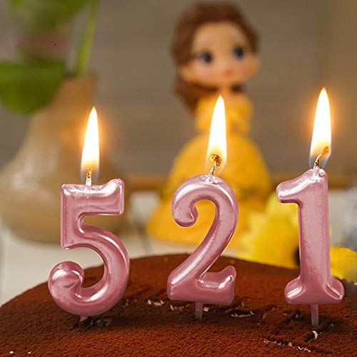 XNOVA Birthday Candles Ten Years Pink Happy Birthday Number 0 Candle for Cake Topper Decoration for Party Kids Adults Numeral 10 100 20 30 70 40 60 80 90 50 - Image 3