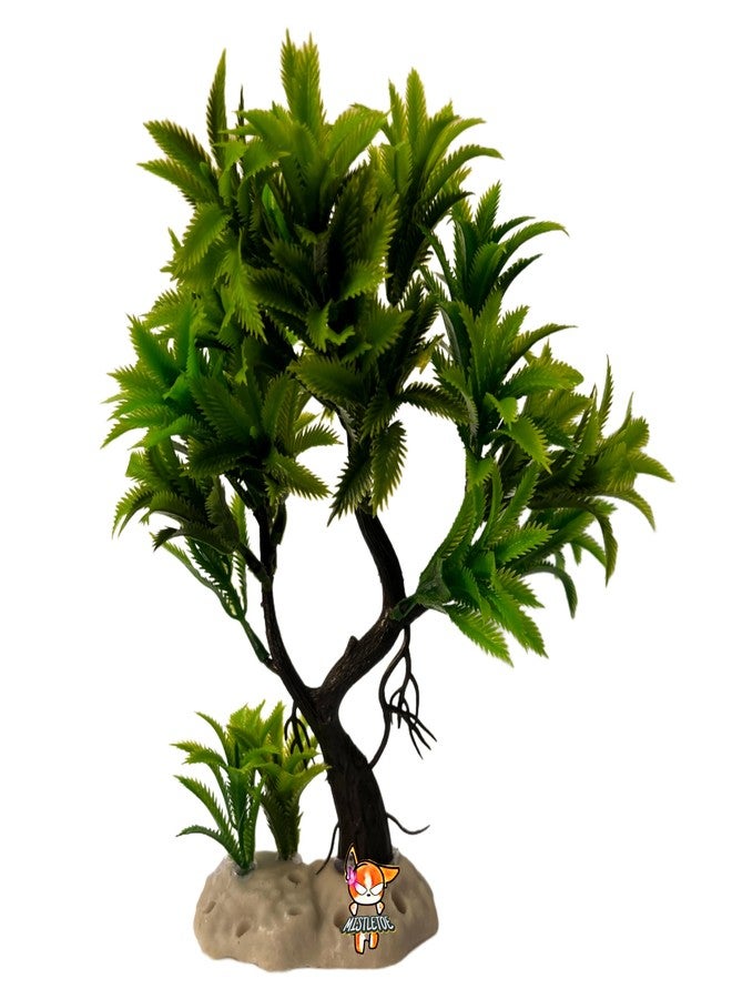 Mistletoe Natural Looking Artificial Plastic Aquarium Plastic Plants for Fish Tank Ornaments Freshwater & Saltwater Ornament Decorative Resin Base Artificial Plastic Plants (Pine Coconut Plant) - Image 4