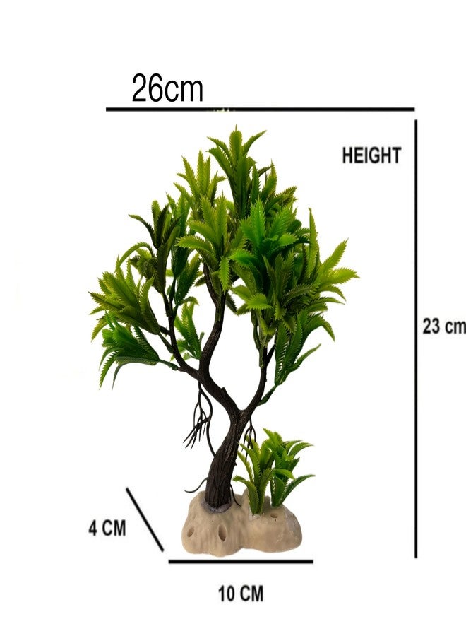 Mistletoe Natural Looking Artificial Plastic Aquarium Plastic Plants for Fish Tank Ornaments Freshwater & Saltwater Ornament Decorative Resin Base Artificial Plastic Plants (Pine Coconut Plant) - Image 2