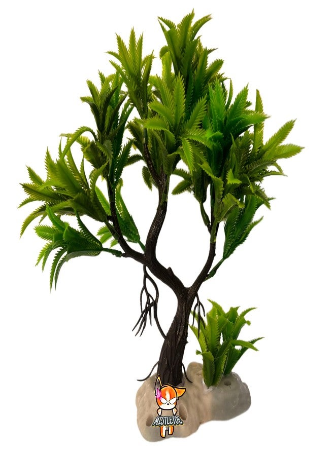 Mistletoe Natural Looking Artificial Plastic Aquarium Plastic Plants for Fish Tank Ornaments Freshwater & Saltwater Ornament Decorative Resin Base Artificial Plastic Plants (Pine Coconut Plant) - Image 3