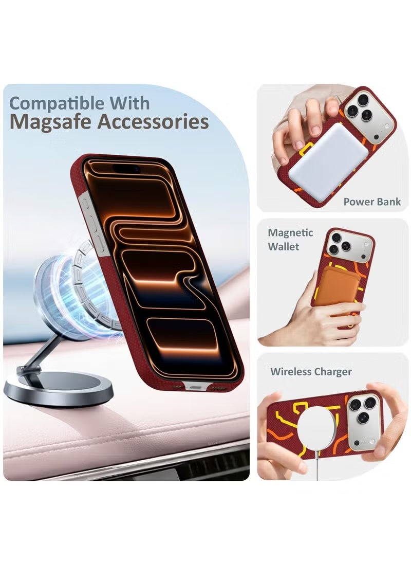 AIRITY Horse Style Bamboo Fiber Protective Case for iPhone 17 Pro – Ultra Durable Shockproof Protection, Slim Lightweight Premium Anti-Scratch Phone Cover, Luxury Yellow Red - Image 3