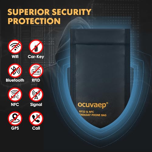 ocuvaep Faraday Bags for Phones & Car Keys [2 Pack] | Military Grade Signal Blocker, RFID Anti-Theft Pouch for 5G GPS WiFi Bluetooth, Privacy Protection Travel Case - Image 2