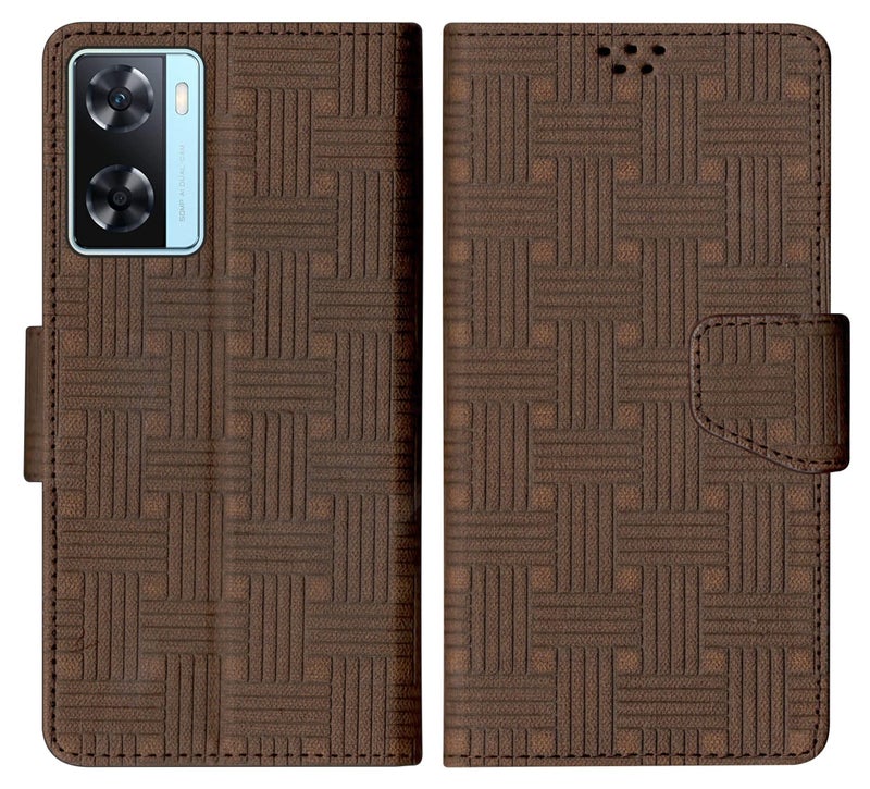 SBMS Flip Cover for Oppo A77/ Oppo A77s Back Cover Case with Magnatic Closure | Inbuilt Stand | Card & Money Pocket (Brown) - Image 1