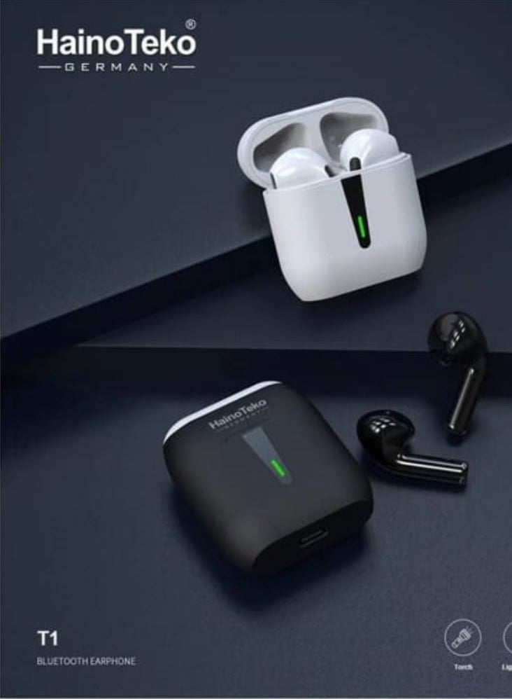 Haino Teko Germany T1 Wireless Earbuds With Wireless Charging Case + Battery Size 300 mAh In Black Colour - Image 2
