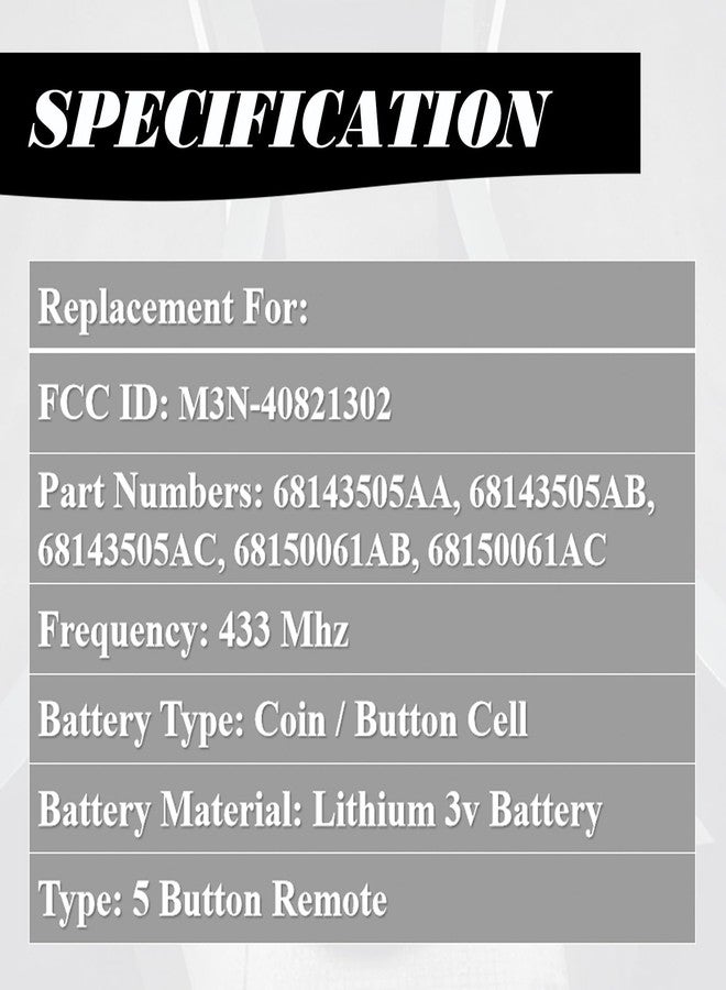 MechanMagic Key Fob Replacement Compatible for Jeep Grand Cherokee 2014-2021 Proximity Smart Key Car Keyless Entry Remote Control Remote Start M3N-40821302 68143505AC 68143505AA - Image 3