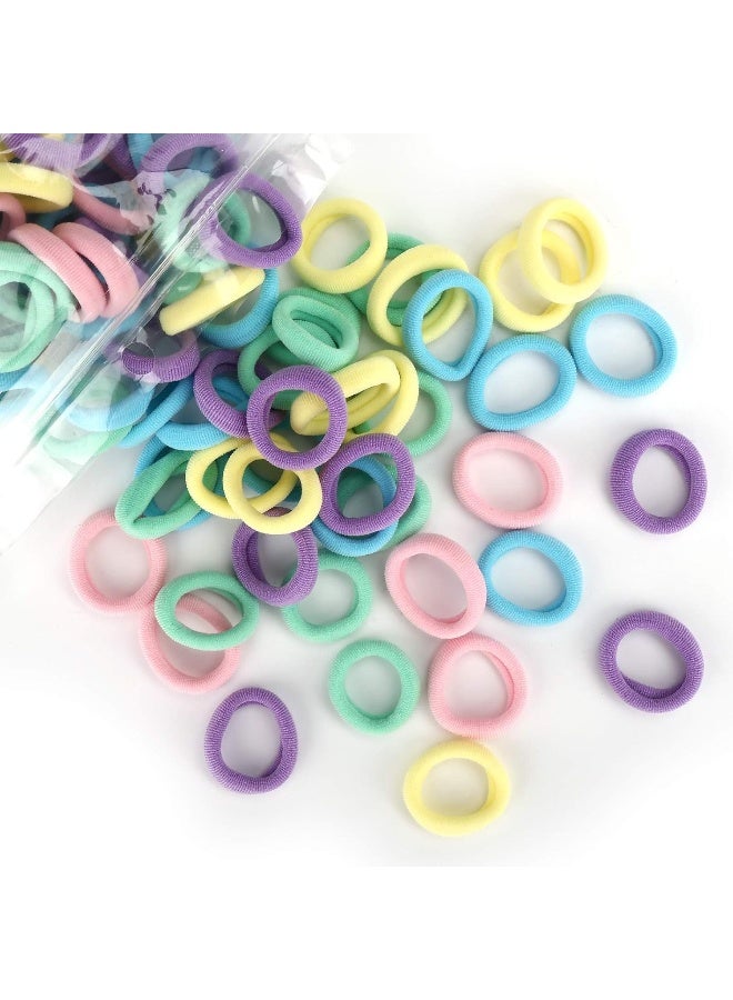 BAOLI 200PCS Cotton Baby Hair Ties, Mini Seamless Toddler Hair Bands, Soft Hair Elastics Ponytail Holders for Kids Toddlers Girls, 1 Inch in Diameter, 5 Colors - Image 1