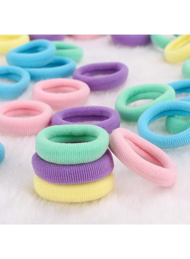 BAOLI 200PCS Cotton Baby Hair Ties, Mini Seamless Toddler Hair Bands, Soft Hair Elastics Ponytail Holders for Kids Toddlers Girls, 1 Inch in Diameter, 5 Colors - Image 3