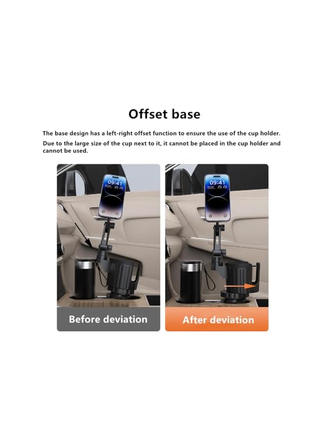 S-TOP Car Cup Holder Phone Holder, Adjustable Height Cup Mount, Expandable Base for iPhone and Android Devices, 360° Rotation (Magnetic) - Image 4