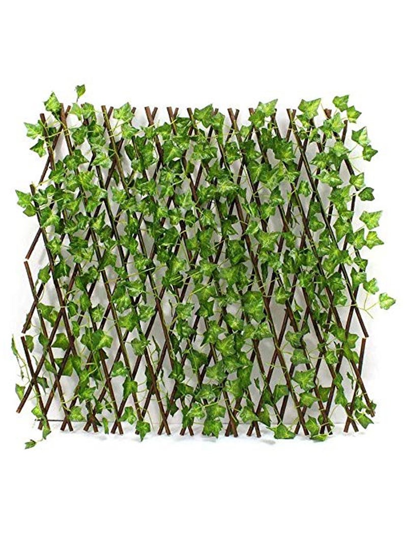 LINGWEI Bamboo Garden Fence with Artificial Plant - Image 2