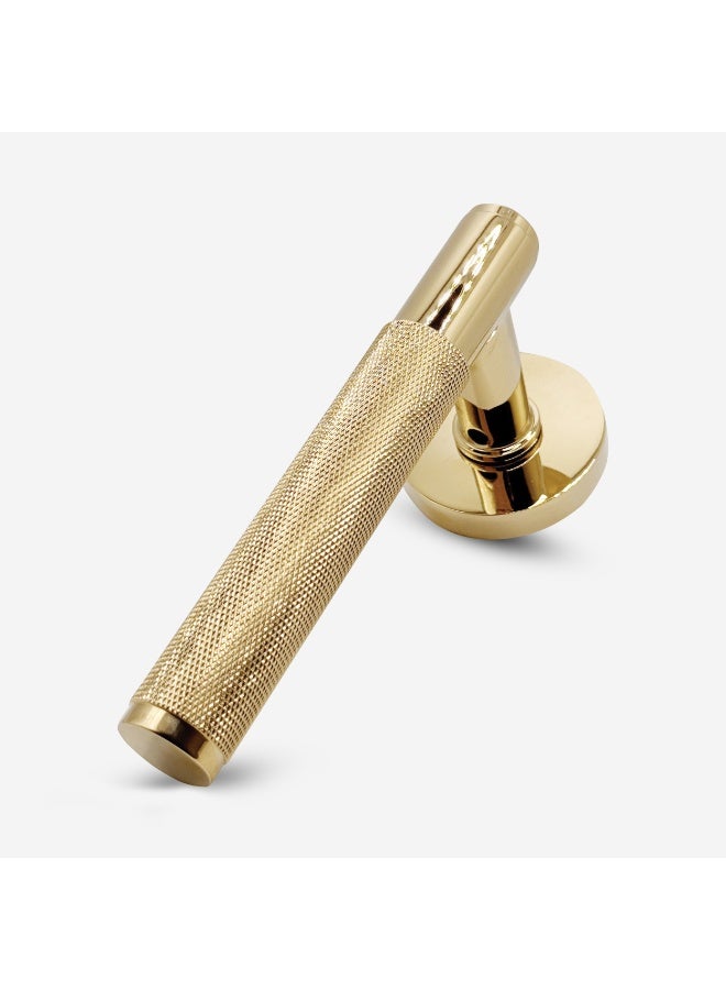 CINCINNO Fidelis/A Premium Anti-Rust Brass Door Handle Pair – Durable & Stylish for Home & Office, UV Protection, 2-Year Color & 5-Year Mechanical Warranty, Salt Spray Tested (Gold Plated)  - Image 2