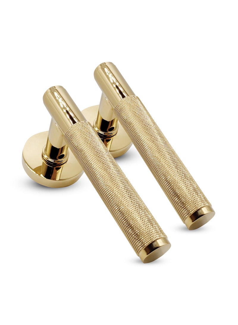 CINCINNO Fidelis/A Premium Anti-Rust Brass Door Handle Pair – Durable & Stylish for Home & Office, UV Protection, 2-Year Color & 5-Year Mechanical Warranty, Salt Spray Tested (Gold Plated)  - Image 1