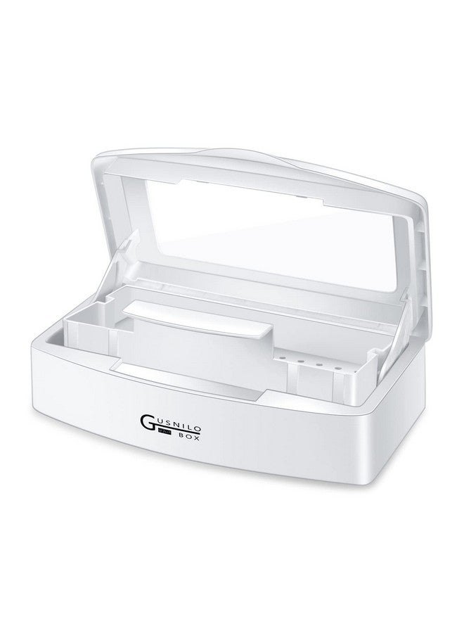Gusnilo Sanitizing Tray Disinfectant Container Nail Tool Sterilizer Box Plastic Sanitizing Box For Nail Tools Hair Salonspa (Clear Lid White) - Image 1
