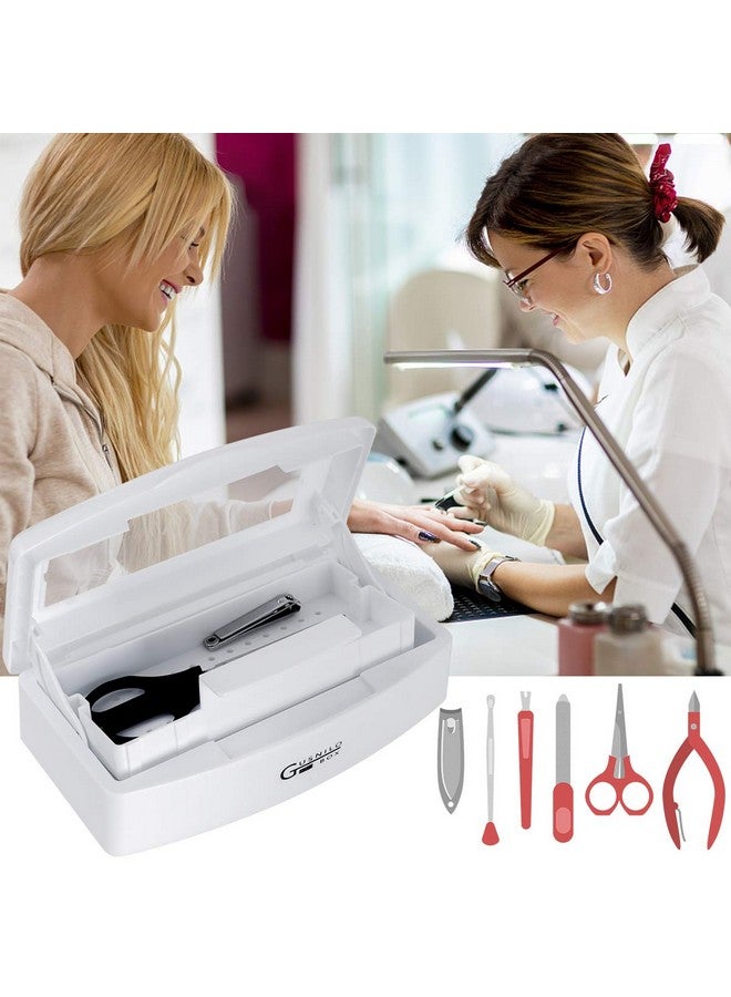 Gusnilo Sanitizing Tray Disinfectant Container Nail Tool Sterilizer Box Plastic Sanitizing Box For Nail Tools Hair Salonspa (Clear Lid White) - Image 5