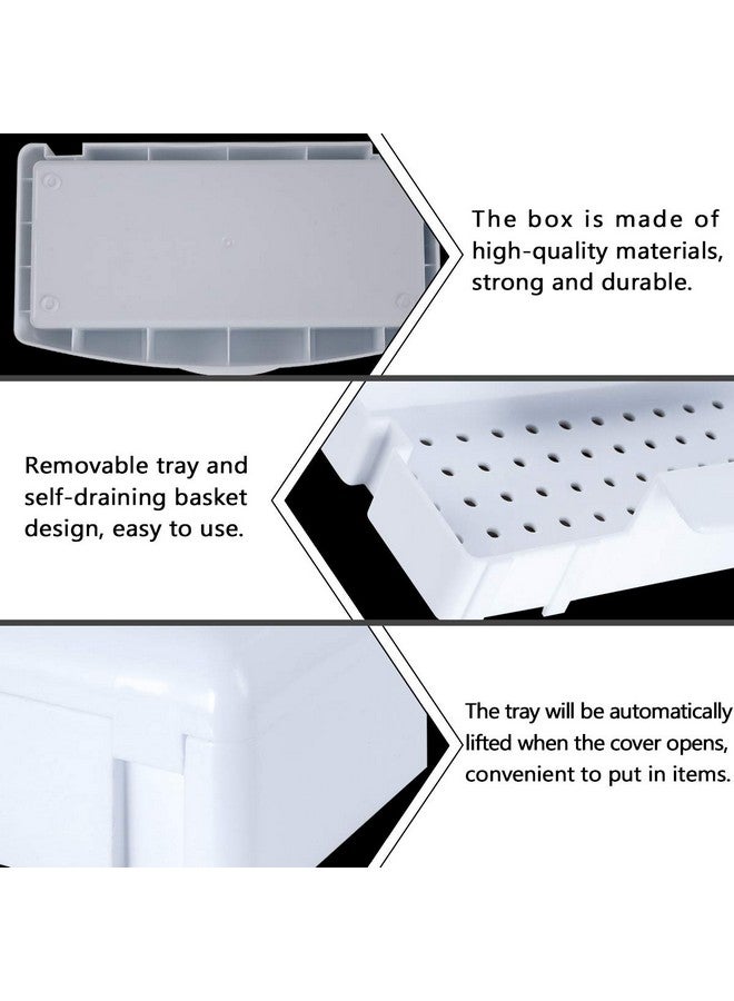 Gusnilo Sanitizing Tray Disinfectant Container Nail Tool Sterilizer Box Plastic Sanitizing Box For Nail Tools Hair Salonspa (Clear Lid White) - Image 4