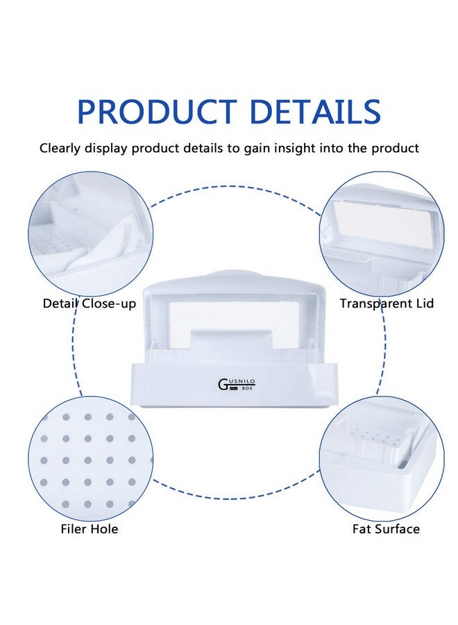 Gusnilo Sanitizing Tray Disinfectant Container Nail Tool Sterilizer Box Plastic Sanitizing Box For Nail Tools Hair Salonspa (Clear Lid White) - Image 2