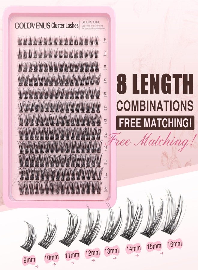 Goddvenus Individual Eyelashes Fluffy Cluster Lashes Like Lash Extension in Salon Natural DIY Eyelash Clusters for 5-7 days 9-16mm D Curl Russian Eyelash Individuals(192pcs D Curl) - Image 3